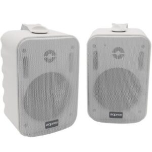 ALTAVOCES 2.0 AUTOAMPLIFICADOS APPROX 15W POR CANAL CON SOPORTE PARA COLGAR ESPECIFICOS PARA SALAS Y