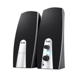 ALTAVOCES 2.0 TRUST 2.0 BASICS 5W RMS 10W MAX AUTOALIMENTADO USB CONEXION FRONTAL AURICULARES NEGRO