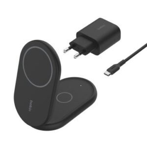 BASE DE CARGA INALAMBRICA 2 EN 1 BELKIN WIZ028VFBK MAGNETICA Qi2 15W PLEGABLE NEGRO
