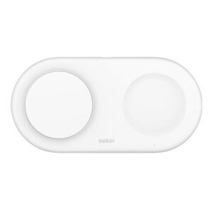 BASE DE CARGA INALAMBRICA DOBLE BELKIN WIZ021VFWH 15W Qi2 BOOST CHARGE COLOR BLANCO