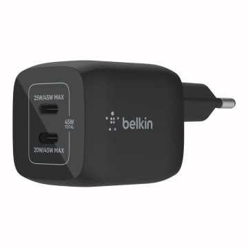 cargador-de-pared-belkin-wch011vfbk-doble-usb-c-gan-boost-charge-pro-45w-25w20w-negro