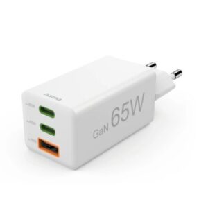 CARGADOR DE PARED HAMA MINI 2xUSB-C 1xUSB-A GaN 65W QUICK CHARGE POWER DELIVERY COLOR BLANCO