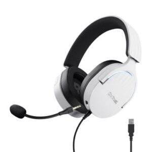 HEADSET TRUST GAMING GXT 490 BLANCO FAYZO 25302 USB 7.1 MICROFONO DESMONTABLE Y FLEXIBLE ILUMINACION