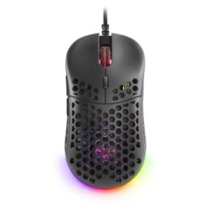 MOUSE MARS GAMING RGB MM55 DISE¾O HIVE BLACK 12800dpi A825PRO SWITCH HUANO SUPERFICIE PERFORADA ILUM