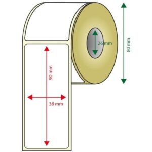 PACK DE 6 ROLLOS DE ETIQUETAS ADHESIVAS TERMICAS BLANCAS APPROX ANCHO 80mm TAMAÑO ETIQUETA 38x90mm 4