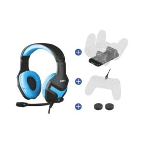PACK GAMER KONIX PS4 HEADSET GAMING + BASE DE CARGA DUAL + CABLE DE CARGA + GRIPS + FUNDA KX-GPK-P4