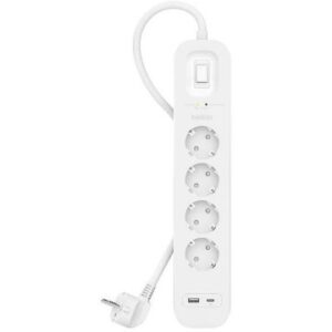 REGLETA ALIMENTACION BELKIN SRB001VF2M DE PROTECCION CONTRA SOBRETENSIONES 4 TOMAS BOTON APAGADO USB