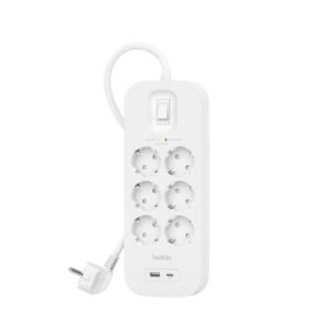 REGLETA ALIMENTACION BELKIN SRB002VF2M DE PROTECCION CONTRA SOBRETENSIONES 6 TOMAS BOTON APAGADO USB