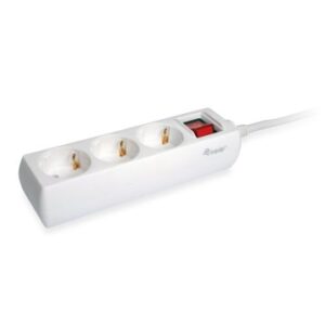 REGLETA ALIMENTACION EQUIP CON 3 TOMAS CABLE DE RED DE 1.5 METROS Y BOTON DE APAGADO ENCENDIDO