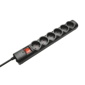 REGLETA ALIMENTACION TRUST - 6 TOMAS SCHUKO - PROTECCION - INTERRUPTOR ON/OFF - COLOR NEGRO 21059