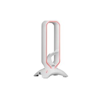 SOPORTE MARS GAMING MHHPRO WHITE PARA AURICULARES CON HUB USB 3.0 2P Y BUNGEE PRA MOUSE CON ILUMINAC
