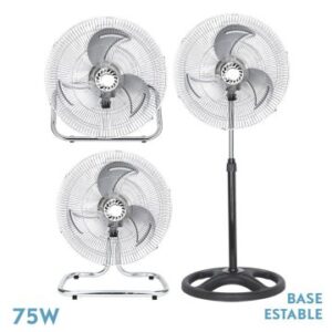 VENTILADOR 3 EN 1 RECIO NEGRO 50  3 VEL. 70w 3 ASPAS ALUMINIO EN PLATA OSCILANTE