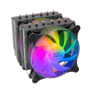 VENTILADOR CON DISIPADOR PARA CPU MARS GAMING MCPU-XT BLACK DUAL ARGB 6 HEATPIPES TDP 300W DOBLE DIS